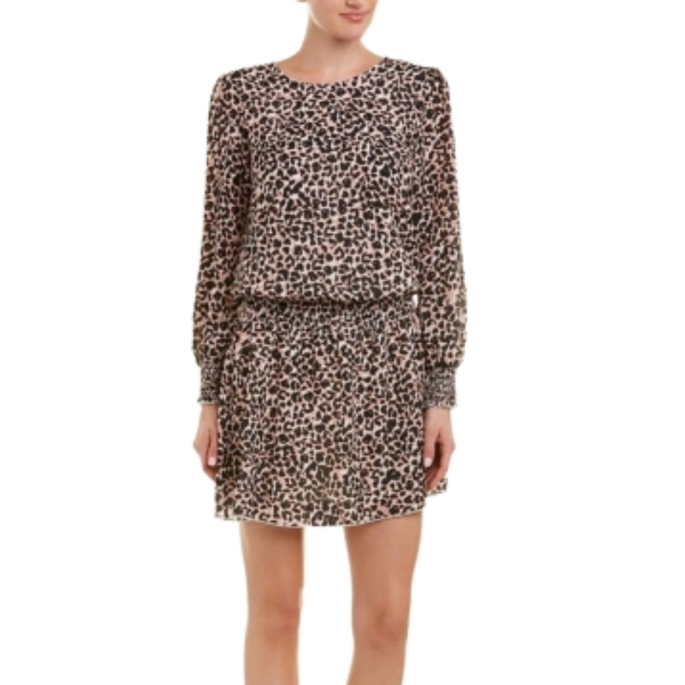 PARKER Animal Print Smock Drop Waist Mini Dress Women's Size XS